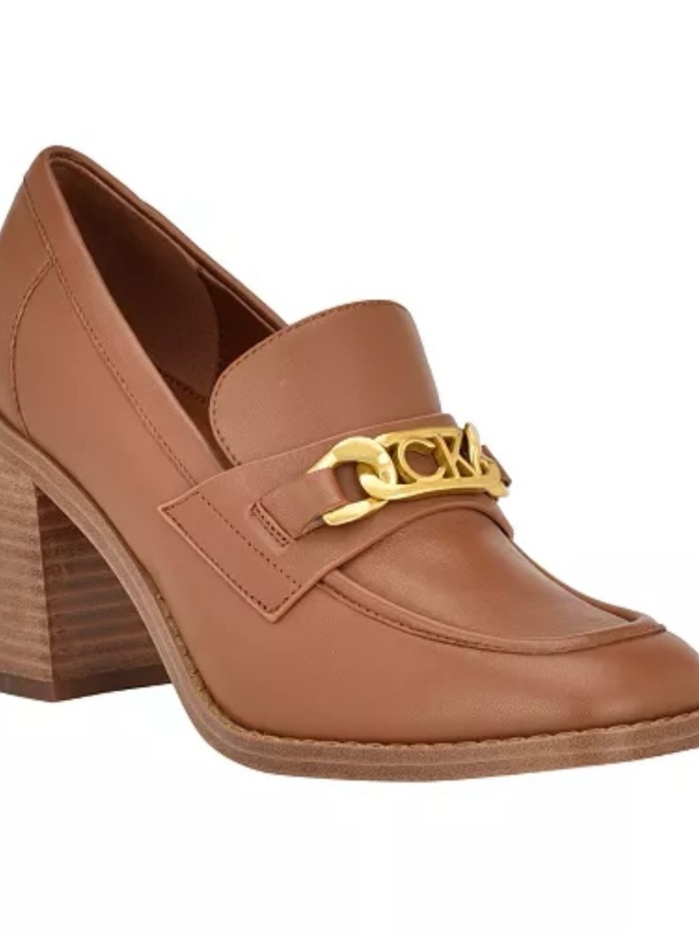 Calvin Klein Square Toe Chunky Block Heel Loafer Pump 10 Preppy Quiet Luxury